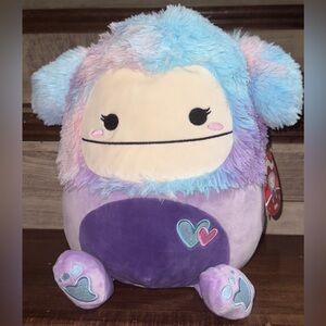 🥰 Squishmallow Eden Bigfoot 12” Valentine Day Purple/Blue/Pink Glitter Hearts